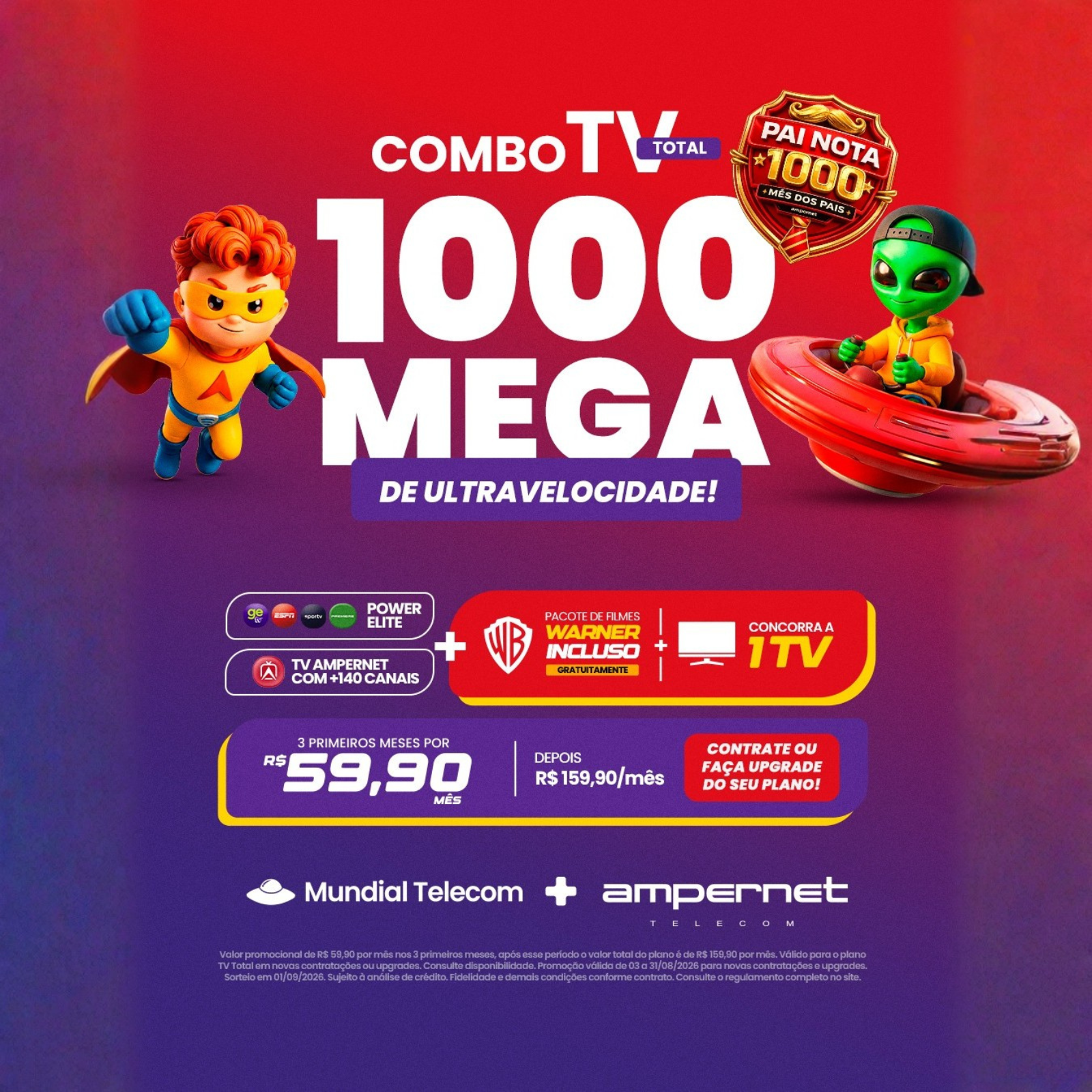 Combo TV Total 1000 Mega - Promoção Mês dos Pais